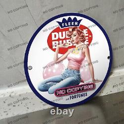 Plaque en porcelaine Vintage Bubble Yum Chewing Gum Station-service bleu et blanc des stations-service d'huile et de gaz.