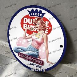 Plaque en porcelaine Vintage Bubble Yum Chewing Gum Station-service bleu et blanc des stations-service d'huile et de gaz.