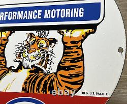 Plaque en porcelaine Vintage Esso Gazole Panneau de Pompe de Station-Service Huile Moteur