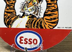 Plaque en porcelaine Vintage Esso Gazole Panneau de Pompe de Station-Service Huile Moteur