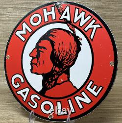 Plaque en porcelaine Vintage Mohawk Gasoline pour pompe de station-service Huile moteur Service