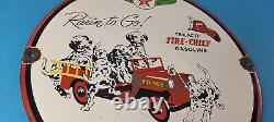 Plaque en porcelaine de chiens de pompiers Texaco Vintage pour la station-service de pompe à essence Fire Chief