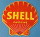 Plaque En Porcelaine Rouge Découpée En Forme De Panneau De Pompe à Essence Vintage Shell Gasoline