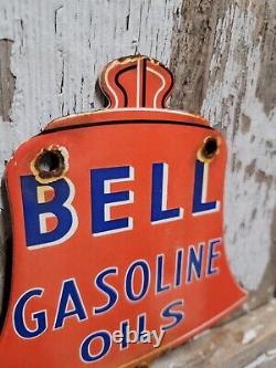 Plaque en porcelaine vintage de cloche - Essence - Station-service - Pompe à essence - Découpe