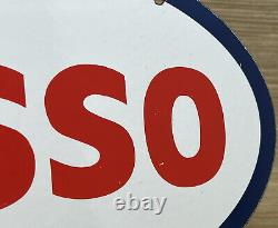 Plaque en porcelaine vintage de la station-service Esso - Essence, Pompe à essence, Huile moteur, Service.