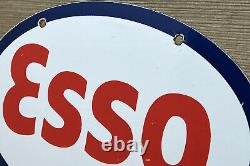 Plaque en porcelaine vintage de la station-service Esso - Essence, Pompe à essence, Huile moteur, Service.