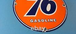 Plaque publicitaire en porcelaine de la station-service Vintage Union 76 pour pompe à essence