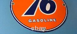 Plaque publicitaire en porcelaine de la station-service de la Vintage Union 76 Gasoline