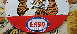 Plaque publicitaire en porcelaine pour la station-service Esso vintage, affiche de pompe à essence et d'huile moteur.