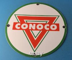 Plaque publicitaire en porcelaine pour pompe à essence Vintage Conoco Gasoline pour station-service