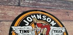 Plaque publicitaire en porcelaine pour pompe à essence de station-service Vintage Johnson Gasoline