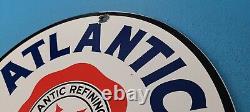 Plaque publicitaire vintage en porcelaine pour pompe de station-service Atlantic essence