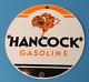 Plaque Vintage En Porcelaine De La Station-service Hancock Gasoline Pour Pompe à Essence - Signalisation D'huile Moteur.