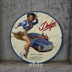 Plaque vintage en porcelaine pour station-service de pompe à essence pour voiture Dodge bleue de collection de 12 pieds pour repaire d'homme
