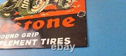 Pneus Vintage Firestone en Porcelaine Panneau de Station-Service de Pompe pour Engins Agricoles
