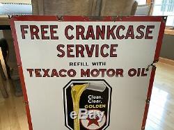 Porcelain Texaco Sign Station Service De Carter D’essence Gratuit Gas Oil Rare Version Ssp