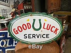 Porcelaine Good Luck Service Sign Gas Oil Car Truck Station De Pompage