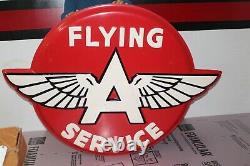 Rare Grand Vintage 1950's Flying A Service Gas Station 54 Empossed Sign