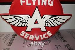 Rare Grand Vintage 1950's Flying A Service Gas Station 54 Empossed Sign