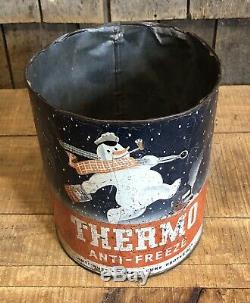 Rare Vintage 40s Thermo Anti Service Station Gel Gaz Snowman Can Sign