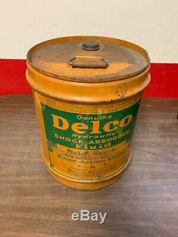 Rare Vintage 5 Gallon Delco Shock Fluide Huile Can Affichage Revendeur Gm 619