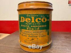 Rare Vintage 5 Gallon Delco Shock Fluide Huile Can Affichage Revendeur Gm 619