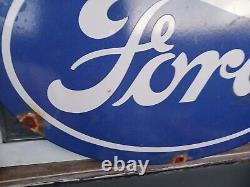 Rare Vintage Ford Enseigne en Porcelaine Concessionnaire de Pièces Auto Station-service d'Essence Service d'Huile Ventes.