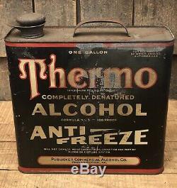 Rare Vintage Thermo Alcool Anti Gel 1 Station Service De Gaz Gallon Can