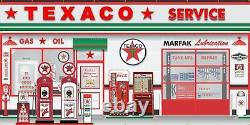 Scène de station-service avec une vieille pompe à essence Texaco - Murale de signalisation - Bannière - Art de garage
