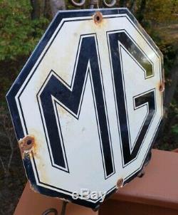 Service Automobile Vintage Mg Porcelain Gas Oil Pump Station Sign Angleterre Rare