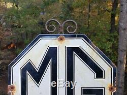 Service Automobile Vintage Mg Porcelain Gas Oil Pump Station Sign Angleterre Rare