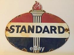 Service De Gaz Porcelaine Vintage Essence Standard Oil Station De Plaque De Pompe Rack Sign