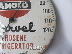 Service Vintage Amoco Oil Station Thermomètre Servel Publicité Rond Signe