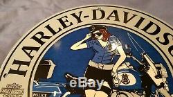 Service Vintage Harley Davidson Porcelain Station Pin Up Cop Connexion