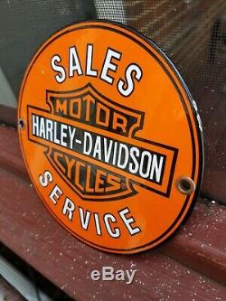 Service Vintage Harley Davidson Sales Gas Oil Station Porcelain Connexion