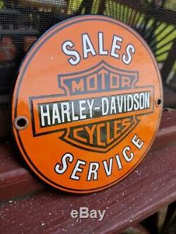 Service Vintage Harley Davidson Sales Gas Oil Station Porcelain Connexion
