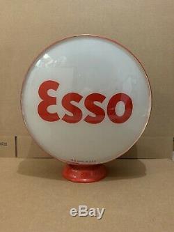 Service Vintage Pompe Esso Gas Globe Lumière Lentille En Verre Garage Station Tiger