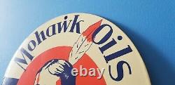 Signe Vintage De Plaque De Plaque De Pompe De Station D’essence Mohawk De Porcelaine De Gaz