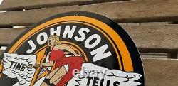 Signe Vintage De Plaque De Plaque De Pompe De Station-service De Porcelaine D’essence De Johnson