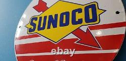 Signe Vintage De Support De Plaque De Plaque De Pompe De Station-service De Porcelaine De Sunoco D’essence
