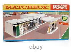 Station-service BP Gas Oil MG-1 Matchbox Lesney vintage des années 1970, ensemble de jeu complet.