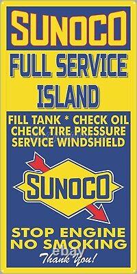 Station-service Sunoco Île de service complet Ancien panneau refait en aluminium Options de taille