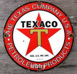 Texaco Essence Texas Co Vintage Porcelaine Enamel Essence Station Signe