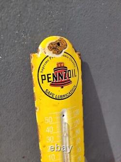 Thermomètre vintage Pennzoil en porcelaine enseigne huile moteur station-service de magasin de gaz