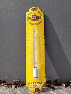 Thermomètre vintage Pennzoil en porcelaine enseigne huile moteur station-service de magasin de gaz