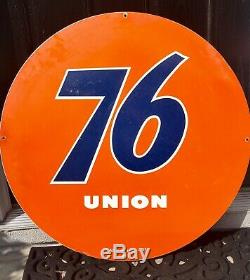 Union 76 Vintage 30 Double Face Station Service Oil Gas Daté 1961 Inscription