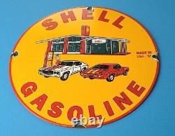 Vieille Essence Shell Station De Service D'essence De Porcelaine Garage Pompe Mécanique