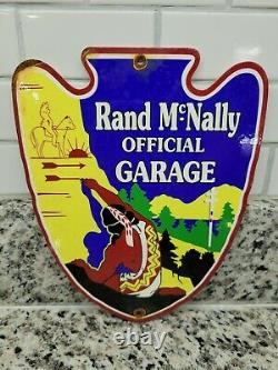 Vieille Rand Mcnally Garage Porcelaine Carte De L'autoroute Gas Station Oil Service
