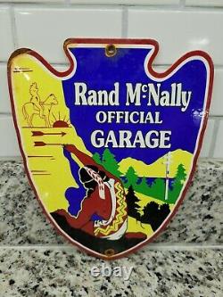 Vieille Rand Mcnally Garage Porcelaine Carte De L'autoroute Gas Station Oil Service
