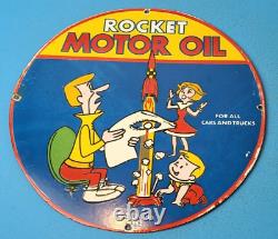 Vieille Rocket Motor Oil Porcelaine Cartoon Station De Service Station De Service Plaque De Pompe